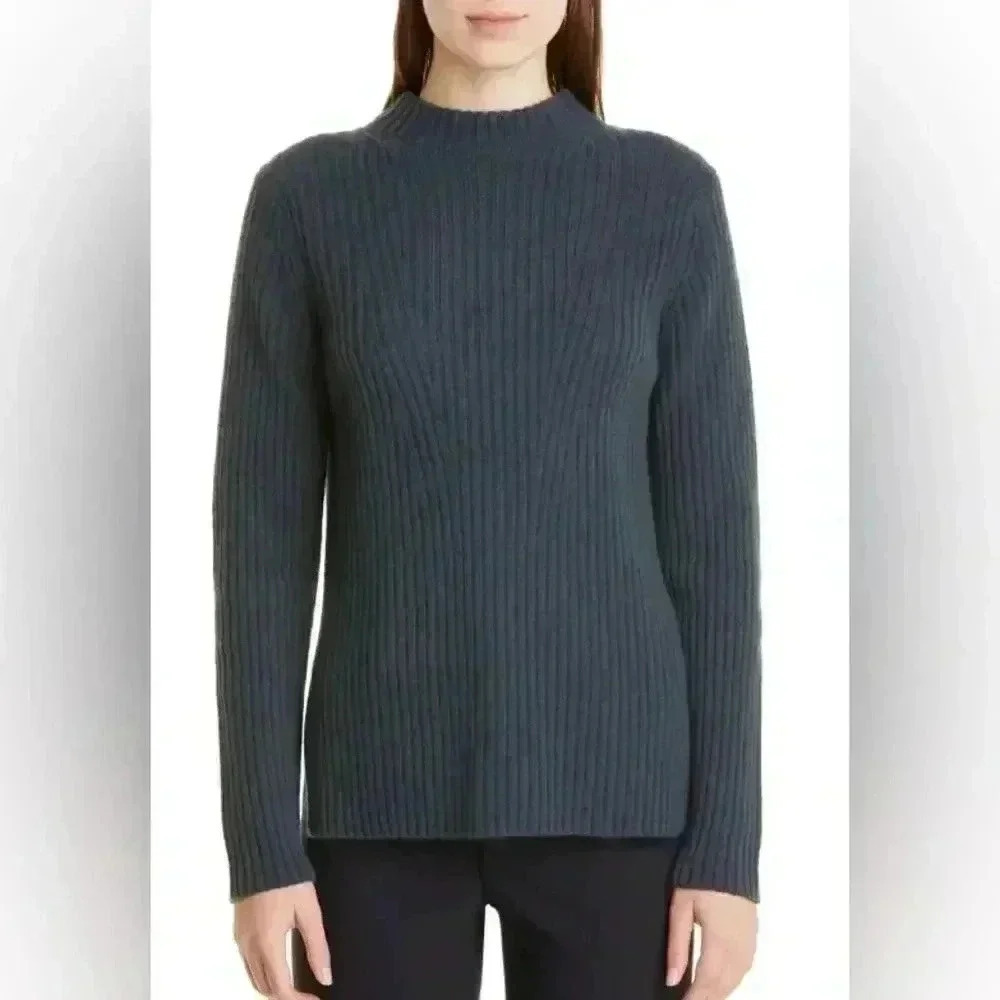 NWT Vince Wool Cashmere Ribbed Tunic Sweater Tide Pool size XS